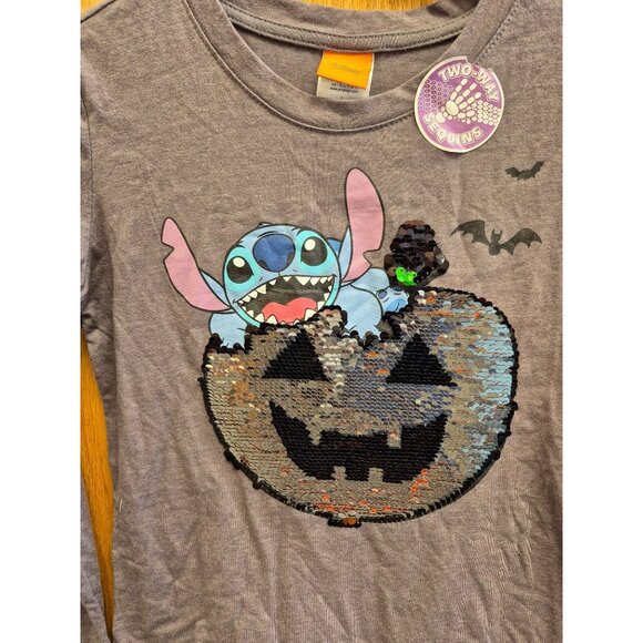 Girls' Lilo & Stitch Halloween Flip Sequin Long Sleeve T-Shirt - Charcoal L, Gre - Picture 13 of 13